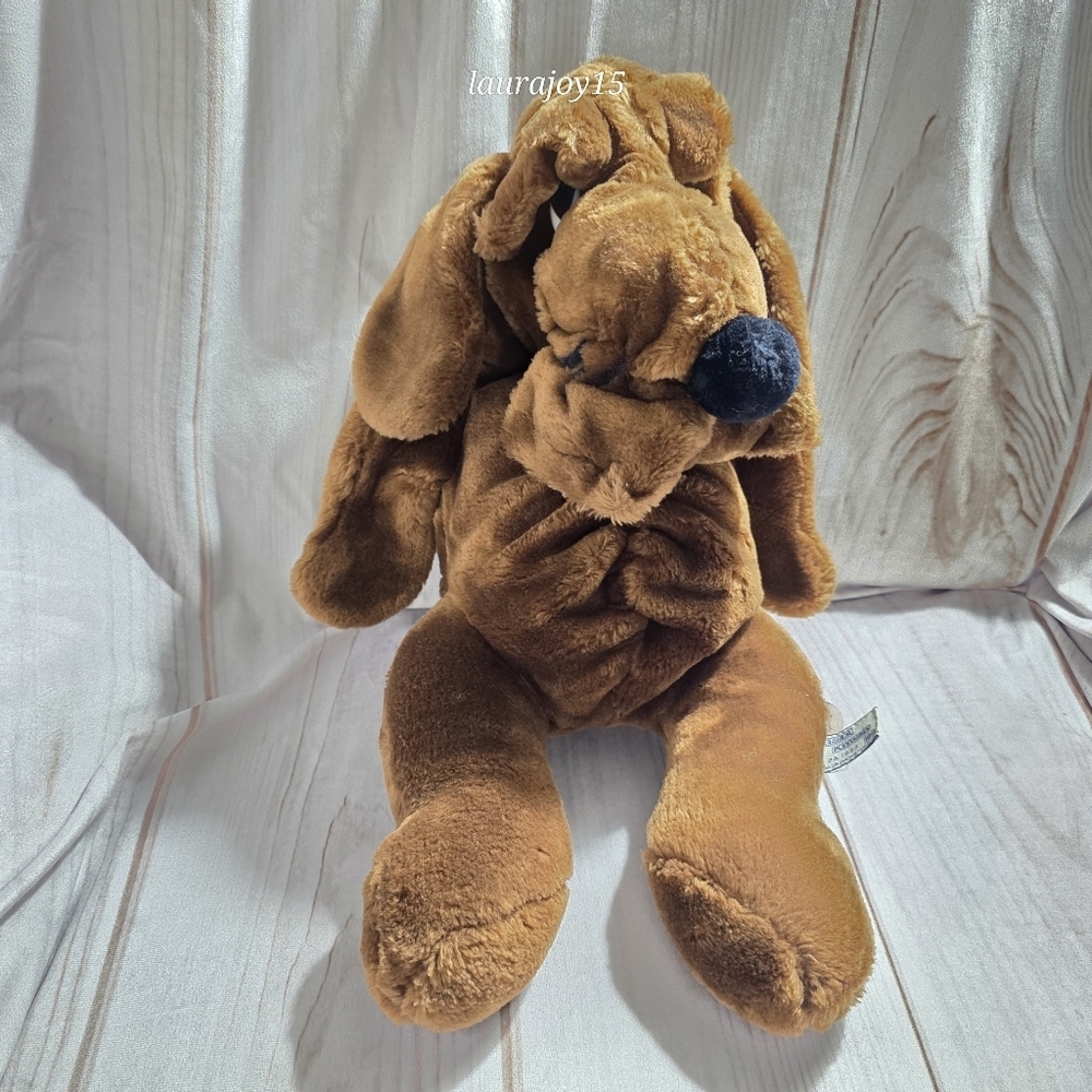Animal Playthings Brown Hound Dog Plush Hand Puppet Open Mouth Pink Tongue 20 In